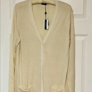 Magaschoni Ivory Silk/Cashmere XL Cardigan
